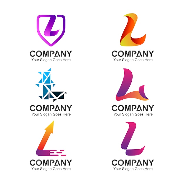 文字lのロゴデザインのセット プレミアムベクター