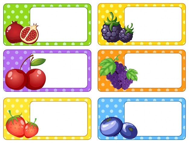 果物と果実イラストのラベルデザイン 無料のベクター