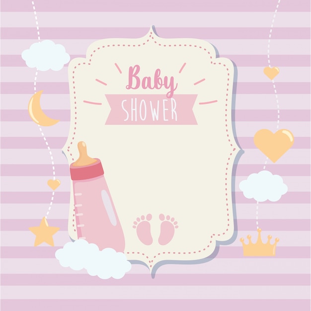 Label of feeding bottle with footprint and clouds Free Vector