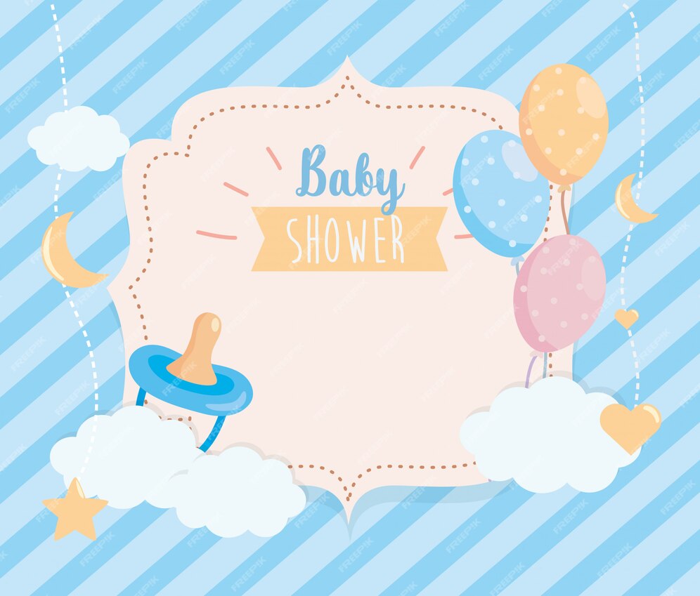 Free Vector | Label of pacifier with balloons and clouds decoration