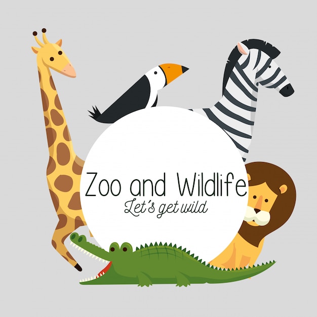 Download Free Vector | Label with wild animals natural reserve