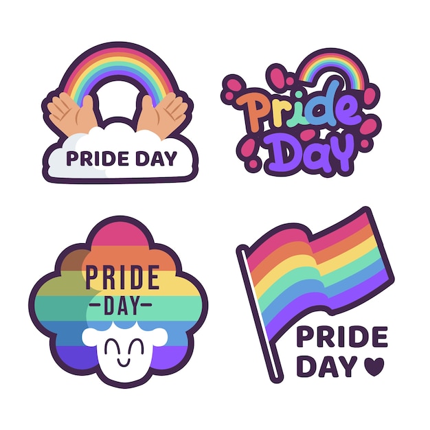 labels with pride day event free vector