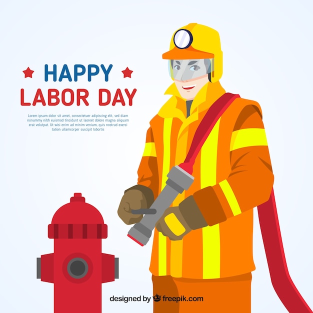 Labor day background with fireman