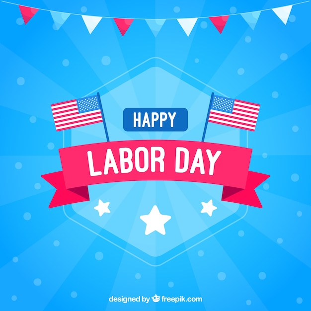 Labor day background with flags in flat\
style