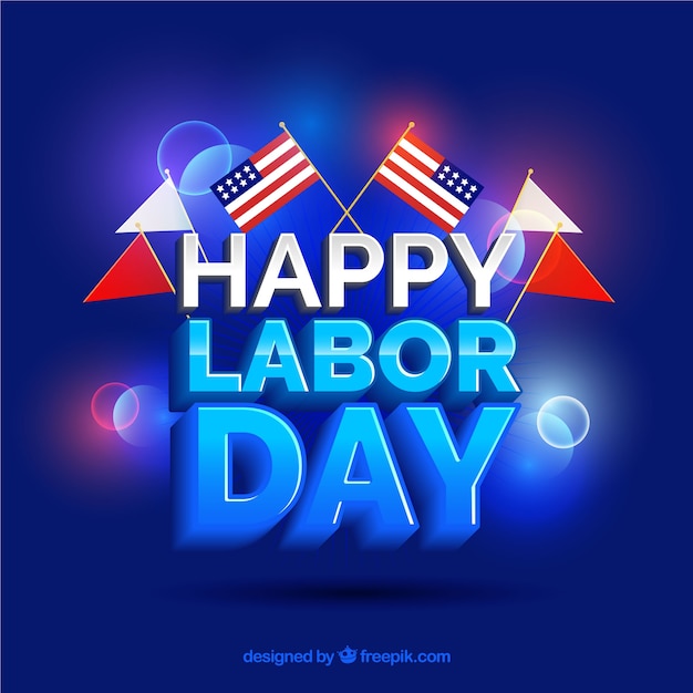 Labor day background with flags in realistic\
style