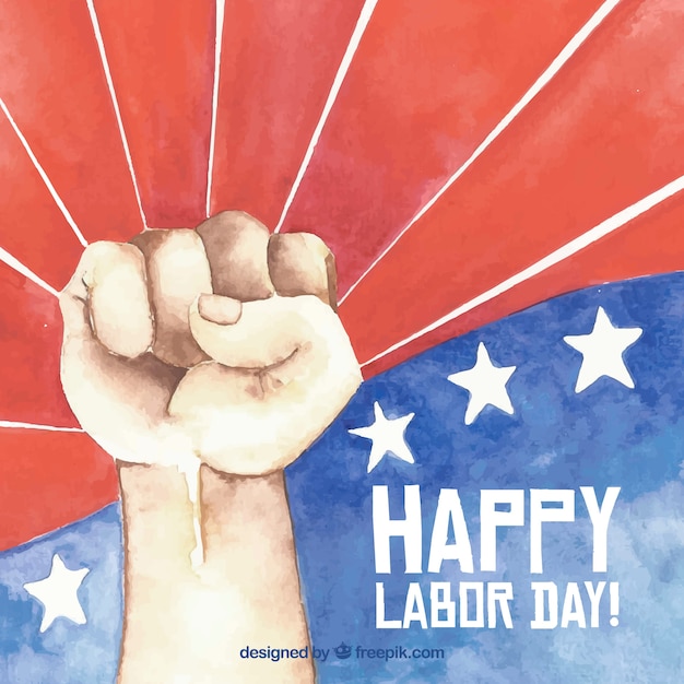 Labor day background with hand in watercolor\
style