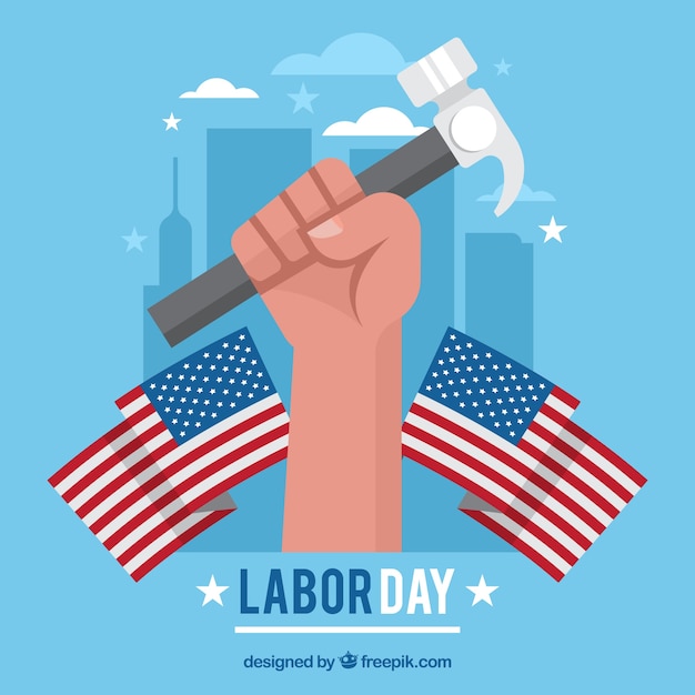 Labor day background with hand