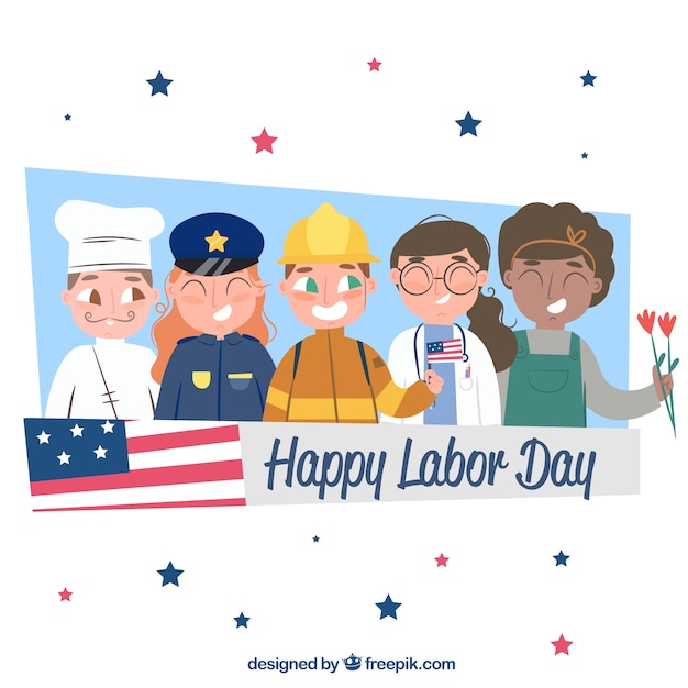 Labor day background with happy workers