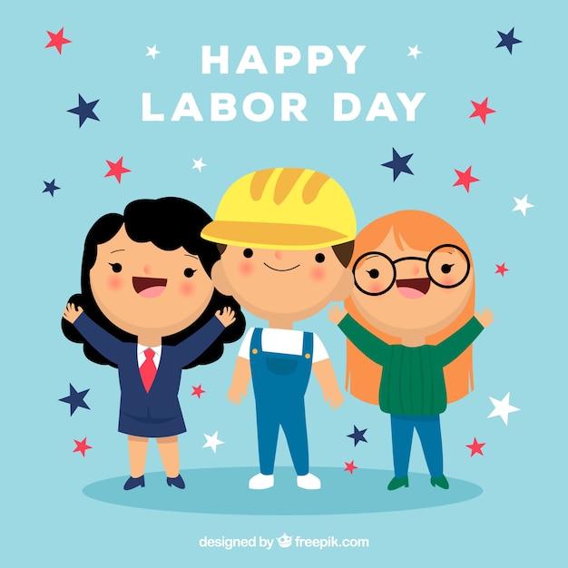 Labor day background with happy workers