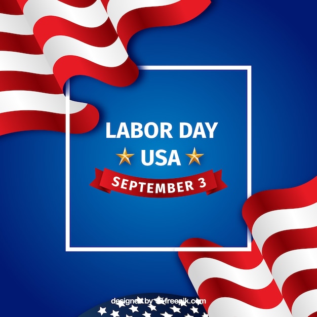 Labor day background with realistic flag