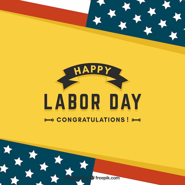Labor day background with ribbon and\
flag