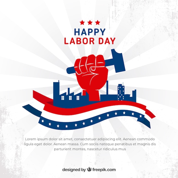 Labor day background with tools in flat
style