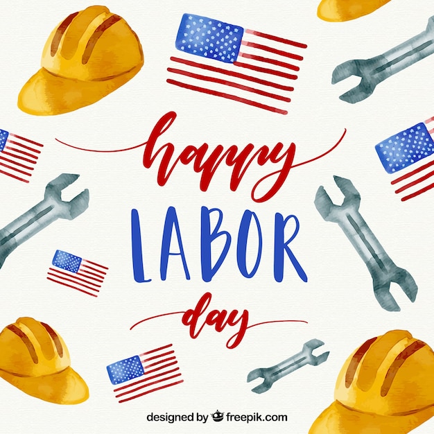 Labor day background with watercolor\
elements