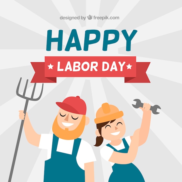 Labor day background with workers