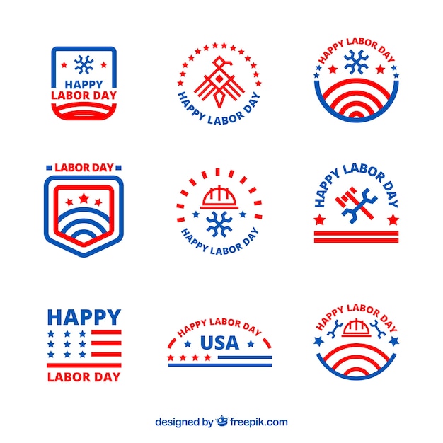 Labor day badge collection with flat
design