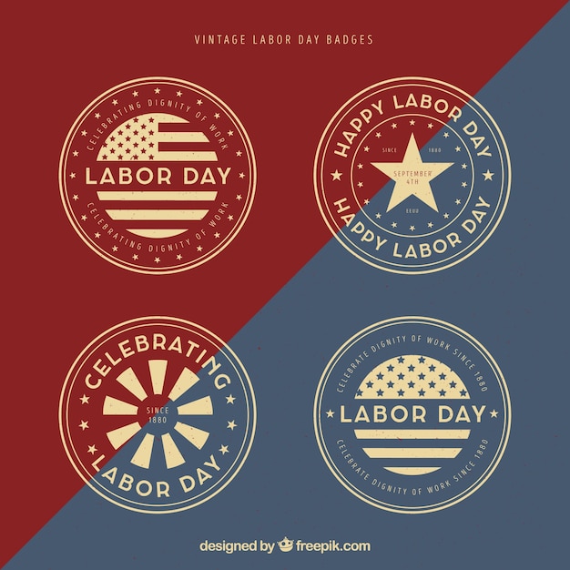 Labor day badge collection with vintage\
style