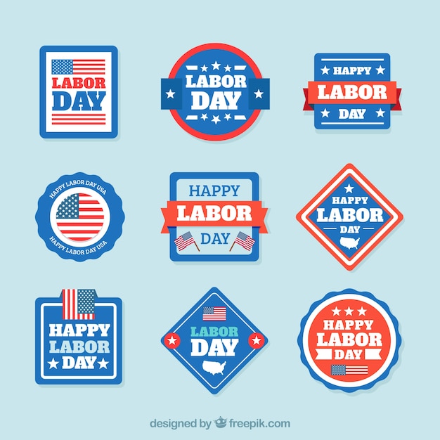 Labor day badges collecion in flat style