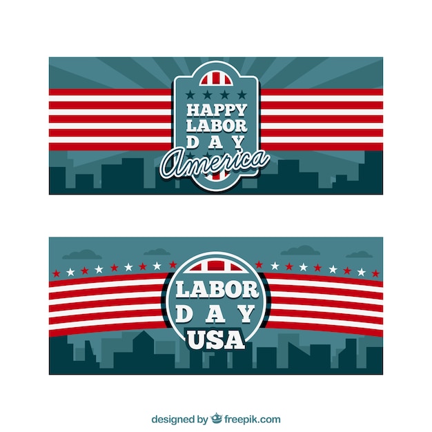 Labor day banner with red and white\
stripes