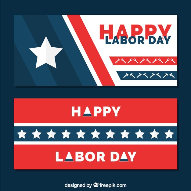 Labor day banners collection in flat
style