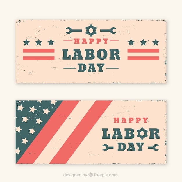 Labor day banners collection in vintage\
style