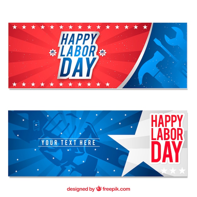 Labor day banners in flat style