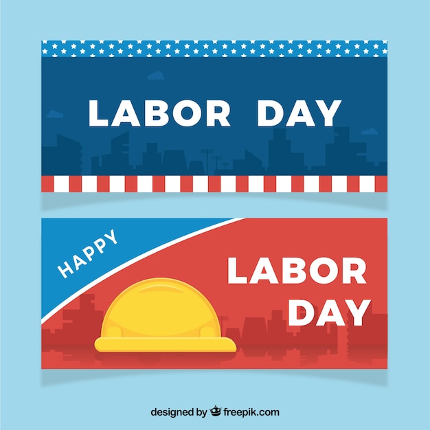 Labor day banners in flat style