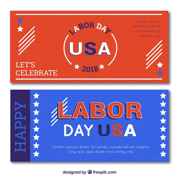 Labor day banners in vintage style