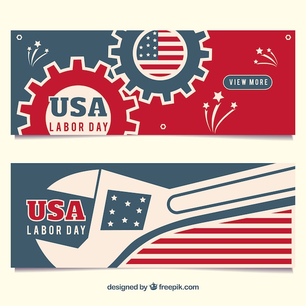 Labor day banners in vintage style