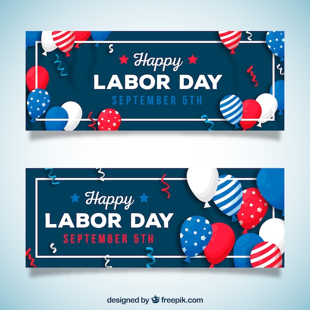 Labor day banners with balloons