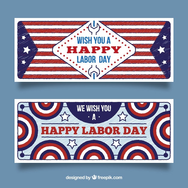 Free Vector | Labor day banners with flag colors
