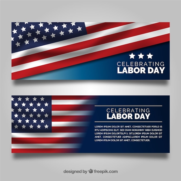 Labor day banners with flag