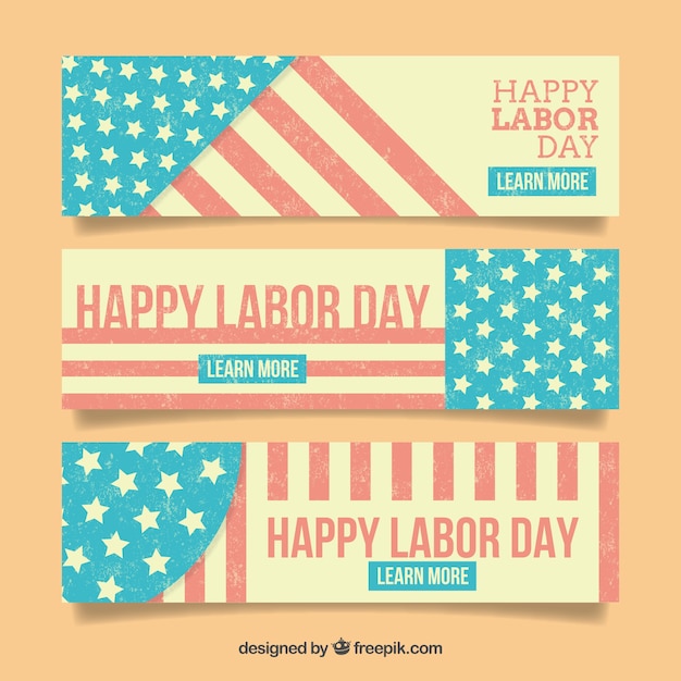 Labor day banners with flag