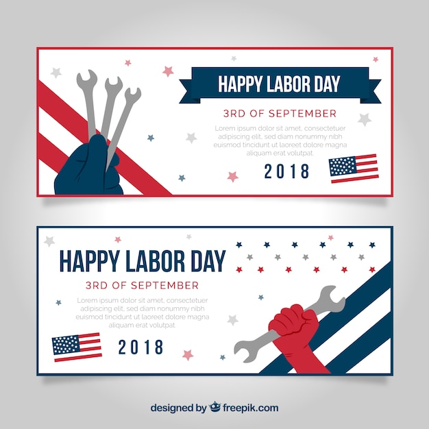Labor day banners with flat design