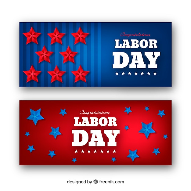 Labor day banners with stars