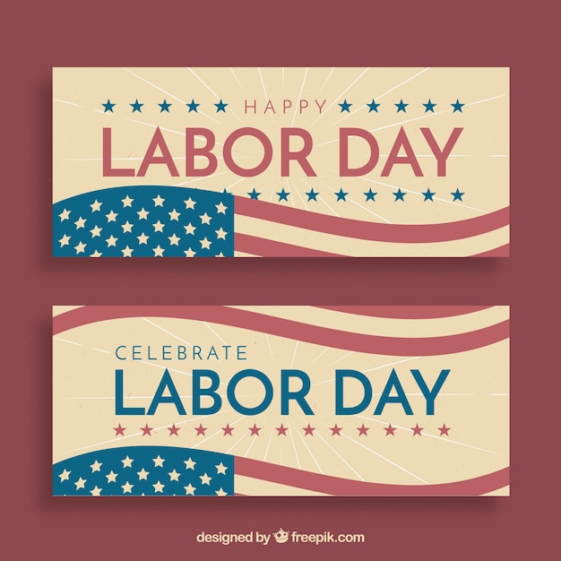 Labor day banners with vintage style