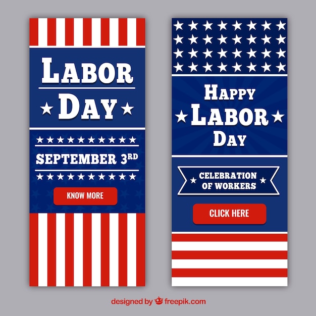 Labor day bannes collection in flat
style