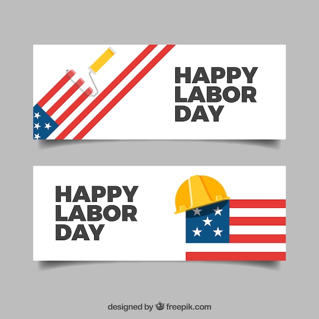 Labor day celebration banners with flat\
design