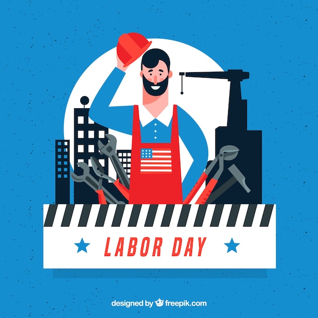 Labor day composition with flat
character