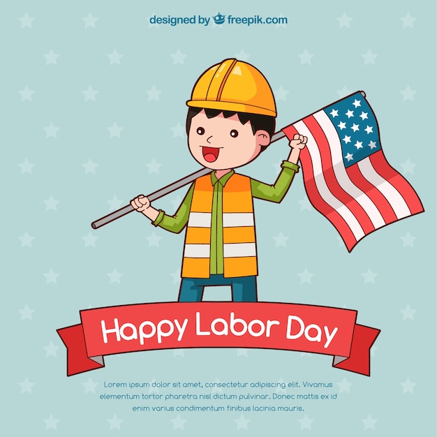 Labor day composition with hand drawn\
worker