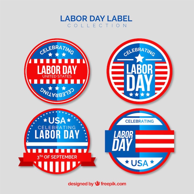 Labor day labels collection in flat\
style