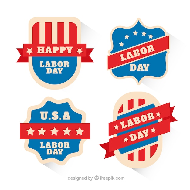 Labor day labels collection in flat\
style