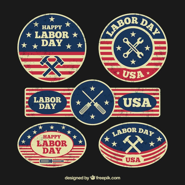 Labor day labels collection in vintage\
style