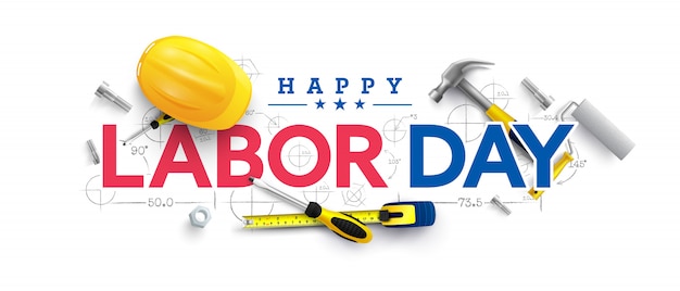 Premium Vector Labor Day Poster Template Usa Labor Day Celebration With Yellow Safety Hard Hat