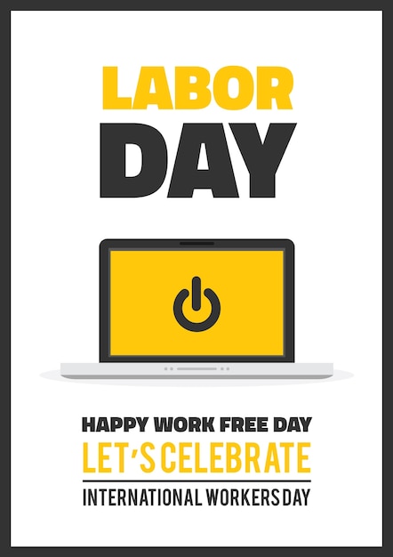 Labor day poster with a laptop