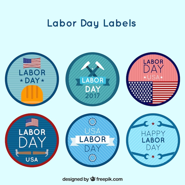 Labor day rounded labels collection