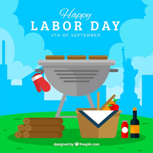 Labor day's barbecue with flat design