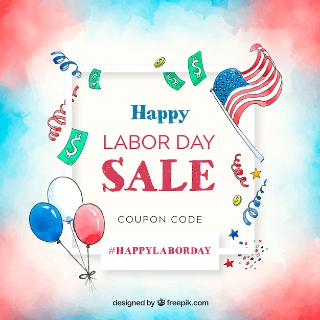 Labor day sale background in watercolor\
style