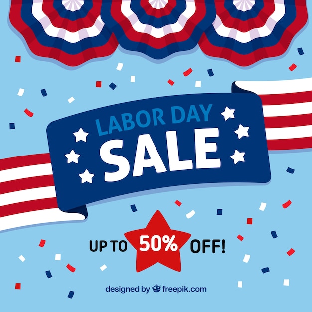 Labor day sale background with flags