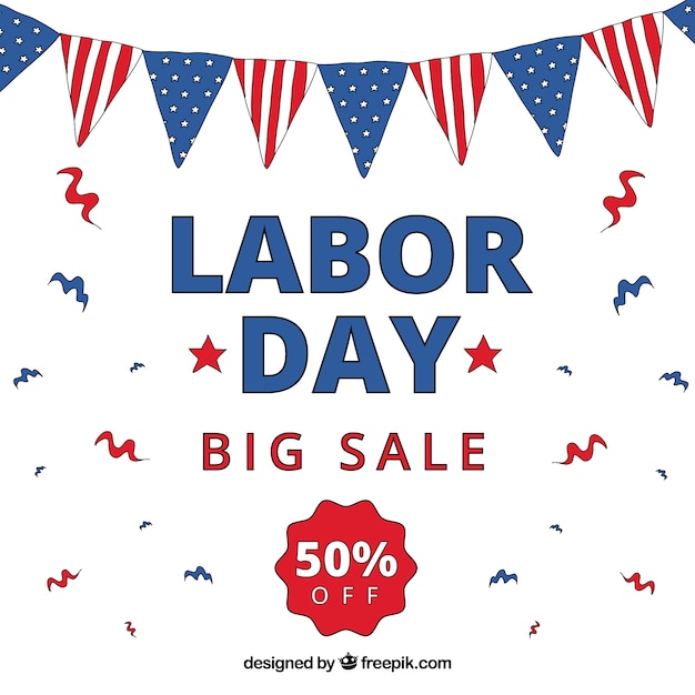 Labor day sale background with pennants