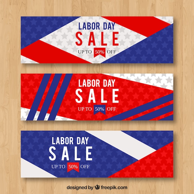 Labor day sale banners collection in flat\
style